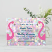 Sparkly Flamingo bruiloft uitnodiging (Staand voorkant)