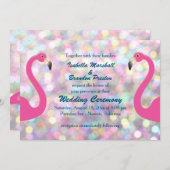 Sparkly Flamingo bruiloft uitnodiging (Voorkant / Achterkant)