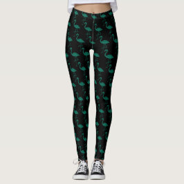 Sparkly flamingo Emerald glitter patroon zwart Leggings