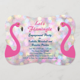 Sparkly Flamingo Engagement Party Invitation Kaart