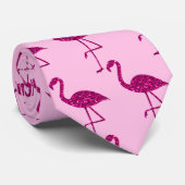 Sparkly flamingo faux sparkles patroon Lichtroze Stropdas (Opgerold)