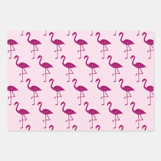 Sparkly flamingo glitterpatroon roze inpakpapier vel (Voorkant 3)