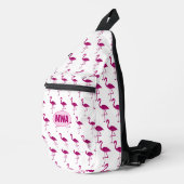 Sparkly flamingo heet roze faux sparkles Monogram Sling Bag (Rechterhoek)