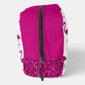 Sparkly flamingo heet roze faux sparkles Monogram Toilettasje (Rechts)