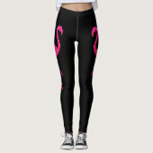 Sparkly flamingo neon Roze zwart Leggings (Voorkant)