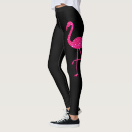 Sparkly flamingo neon Roze zwart Leggings