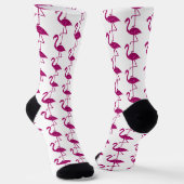 Sparkly flamingo Pink glitter Patroon Monogram Sokken (Gebogen)