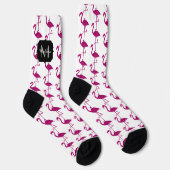 Sparkly flamingo Pink glitter Patroon Monogram Sokken (Rechts)