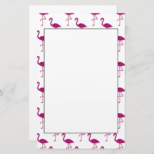Sparkly flamingo Pink glitter sparkeert patroon Briefpapier (Voorkant / Achterkant)
