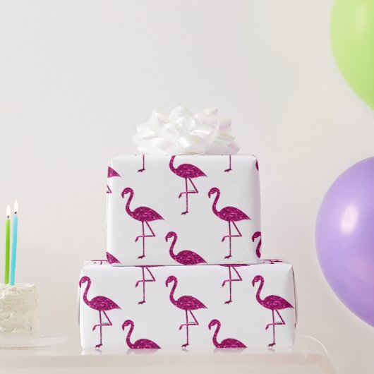 Sparkly flamingo Pink glitter sparkeert patroon Cadeaupapier (Feestgeschenken)