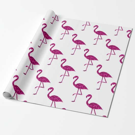 Sparkly flamingo Pink glitter sparkeert patroon Cadeaupapier (Uitgerold)