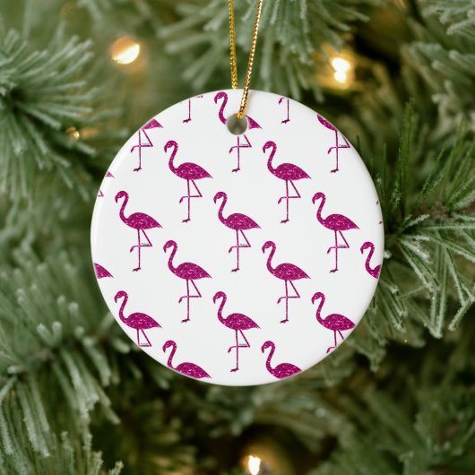 Sparkly flamingo Pink glitter sparkeert patroon Keramisch Ornament (Boom)