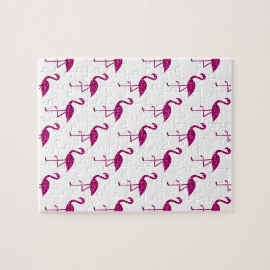 Sparkly flamingo Pink glitter sparkeert patroon Legpuzzel (Horizontaal)