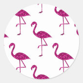 Sparkly flamingo Pink glitter sparkeert patroon Ronde Sticker (Voorkant)