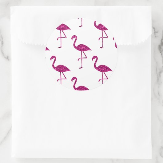 Sparkly flamingo Pink glitter sparkeert patroon Ronde Sticker (Tas)