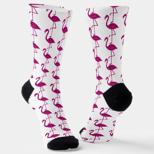 Sparkly flamingo Pink glitter sparkeert patroon Sokken (Gebogen)