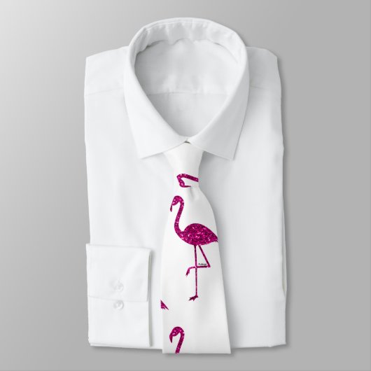 Sparkly flamingo Pink glitter sparkeert patroon Stropdas (Gebonden)