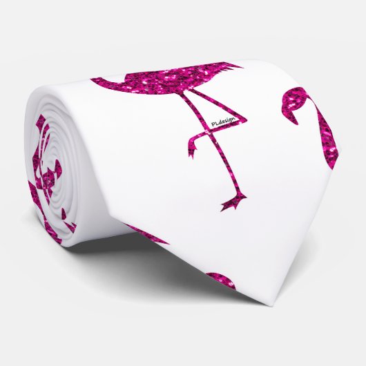 Sparkly flamingo Pink glitter sparkeert patroon Stropdas (Opgerold)