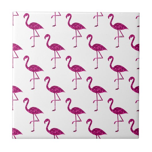 Sparkly flamingo Pink glitter sparkeert patroon Tegeltje (Voorkant)