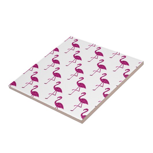 Sparkly flamingo Pink glitter sparkeert patroon Tegeltje (Zijkant)