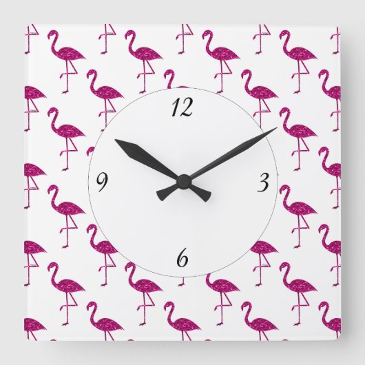 Sparkly flamingo Pink glitter sparkeert patroon Vierkante Klok (Voorkant)