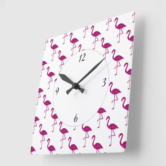 Sparkly flamingo Pink glitter sparkeert patroon Vierkante Klok (Hoek)
