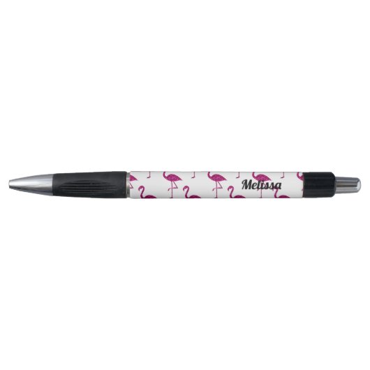 Sparkly flamingo Pink glitter sparkles personalise Pen (Voorkant)