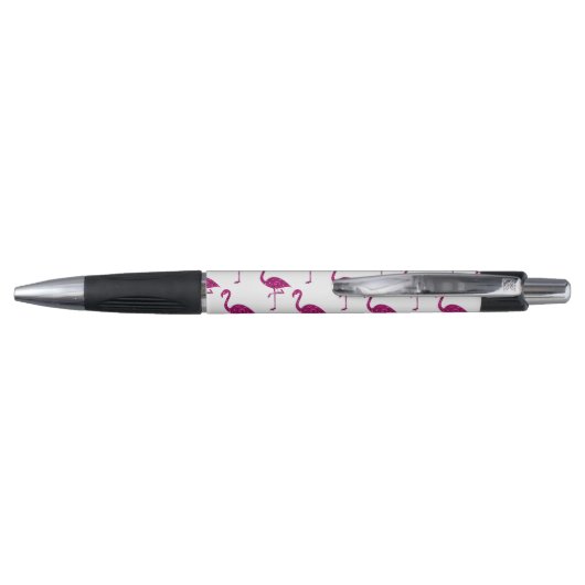 Sparkly flamingo Pink glitter sparkles personalise Pen (Achterkant)