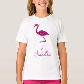 Sparkly flamingo Pink glitter sparkles personalise T-shirt (Voorkant)