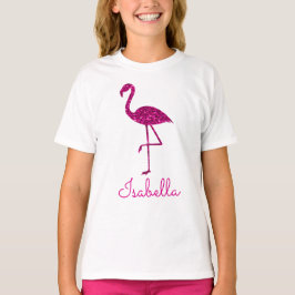 Sparkly flamingo Pink glitter sparkles personalise T-shirt
