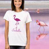 Sparkly flamingo Pink glitter sparkles personalise T-shirt