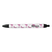 Sparkly flamingo Pink glitter sparkles personalise Zwarte Inkt Pen (Voorkant)
