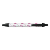 Sparkly flamingo Pink glitter sparkles personalise Zwarte Inkt Pen (Achterkant)
