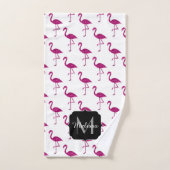Sparkly flamingo Pink glitter sparters Monogram Bad Handdoek (Handdoek)