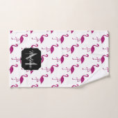 Sparkly flamingo Pink glitter sparters Monogram Bad Handdoek (Handdoek)