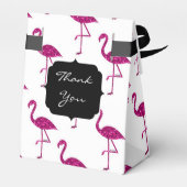Sparkly flamingo Pink glitter sparters Monogram Bedankdoosjes (Achterkant)