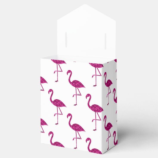 Sparkly flamingo Pink glitter sparters Monogram Bedankdoosjes (Geopend)