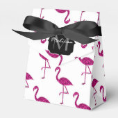 Sparkly flamingo Pink glitter sparters Monogram Bedankdoosjes (Voorkant Zijde)