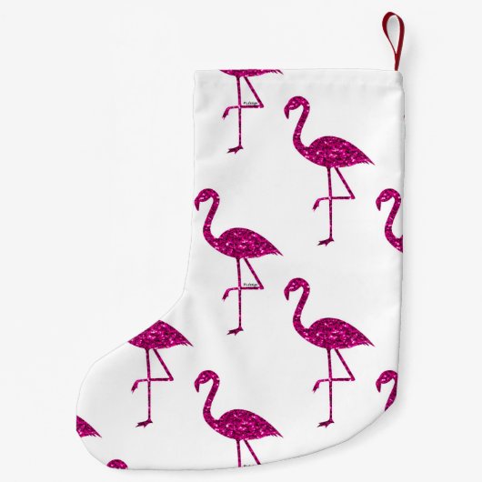 Sparkly flamingo Pink glitter sparters Monogram Kleine Kerstsok (Achterkant)