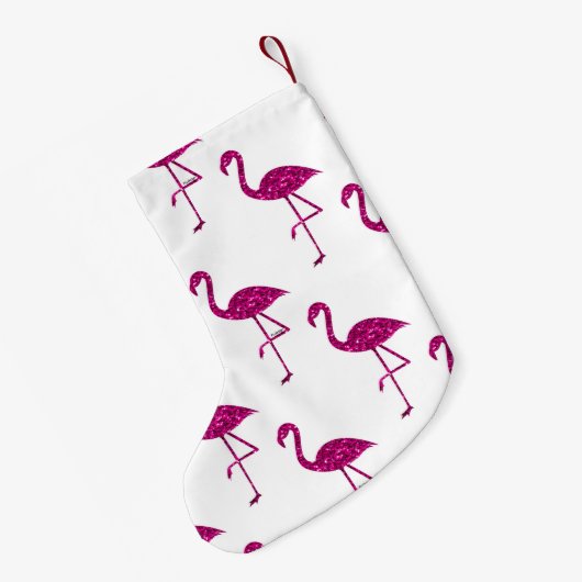 Sparkly flamingo Pink glitter sparters Monogram Kleine Kerstsok (Achterkant (Hangend))
