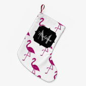 Sparkly flamingo Pink glitter sparters Monogram Kleine Kerstsok (Voorkant (Hangend))