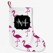 Sparkly flamingo Pink glitter sparters Monogram Kleine Kerstsok (Voorkant)