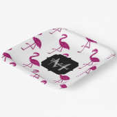 Sparkly flamingo Pink glitter sparters Monogram Papieren Bordje (Gebogen)
