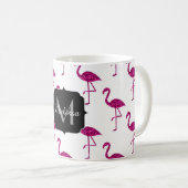 Sparkly flamingo Pink sparkles patroon Monogram Koffiemok (Voorkant rechts)