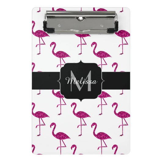 Sparkly flamingo Pink sparkles patroon Monogram Mini Klembord (Voorkant)