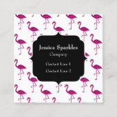 Sparkly flamingo Pink sparkles patroon Monogram Vierkante Visitekaartje (Voorkant)