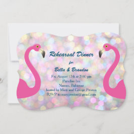 Sparkly Flamingo Rehearsal Dinner Invitation Kaart