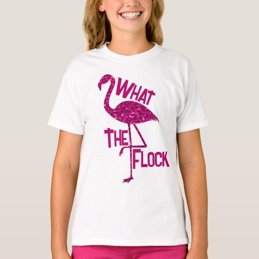 Sparkly flamingo Roze fonkelt Wat de kudde T-shirt (Voorkant)