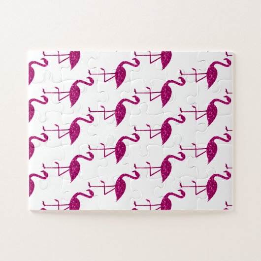 Sparkly flamingo Roze glitter faux sparkles wit Legpuzzel (Horizontaal)