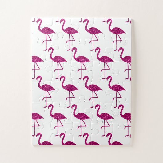 Sparkly flamingo Roze glitter faux sparkles wit Legpuzzel (Verticaal)